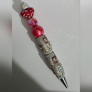 Sparkling Red and Silver Beaded Pen